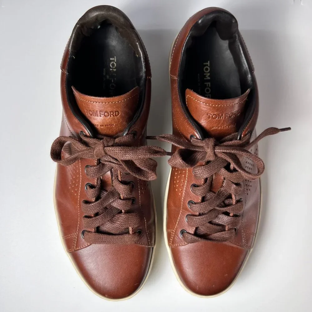 TOM FORD Men's Brown Leather Warwick Sneakers 7